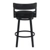 Eva 30 Inch Swivel Bar Stool Chair, Vegan Faux Leather, Curved Back, Black