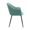 23 Inch Modern Dining Chair, Curved Back, Polyester, Metal Legs, Teal Blue