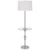 Ava 61 Inch Modern Floor Lamp, Glass Tray Table, 1 USB Port, Glossy, Chrome
