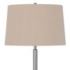 61 Inch Modern Floor Lamp, Glass Tray Table, 1 USB Port, Antique Silver