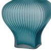 26 Inch Modern Accent Table Lamp, Unique Tapered Glass Base, Aqua Blue