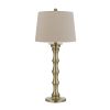 Noah 32 Inch Accent Table Lamp Set of 2, Turned Pedestal, Antique Brass