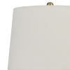 28 Inch Modern Table Lamp, Hardback Fabric Shade, Set of 2, Antique Brass
