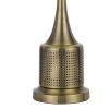 28 Inch Modern Table Lamp, Hardback Fabric Shade, Set of 2, Antique Brass