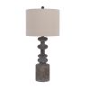 31 Inch Accent Table Lamp, Resin Turned Base, Set of 2, Beige, Gray