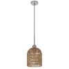 8 Inch Dia. Pendant Ceiling Light Fixture, Rope Woven Shade, Brown, Chrome