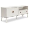 59 Inch TV Media Entertainment Console, 1 Drawer, 2 Cabinets, Antique White