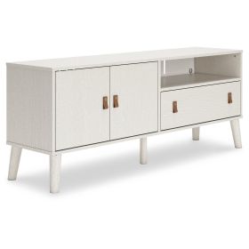 59 Inch TV Media Entertainment Console, 1 Drawer, 2 Cabinets, Antique White