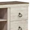 60 Inch Rustic TV Media Entertainment Console, Round Handles, Wood, White