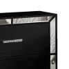 Koi 27 Inch Pine Wood Nightstand, 2 Drawers, Wire Brush, Mirror Trim, Black