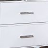 Koi 27 Inch Pine Wood Nightstand, 2 Drawers, Wire Brush, Mirror Trim, White