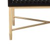 Rexi 26 Inch 2 Drawer Nightstand, Honeycomb, Mahogany Wood, Black, Gold
