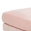 Rio 32 Inch Modular Ottoman, Box Cushion Seat, Wood Legs, Blush Pink
