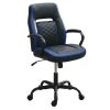 Ida 26 Inch Ergonomic Office Chair, Faux Leather Swivel Seat, Black, Blue