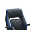 Ida 26 Inch Ergonomic Office Chair, Faux Leather Swivel Seat, Black, Blue