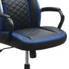 Ida 26 Inch Ergonomic Office Chair, Faux Leather Swivel Seat, Black, Blue