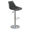 Carl 25-29 Inch Vegan Faux Leather Bar Stool, Adjustable Height, Set of 2, Gray Seat