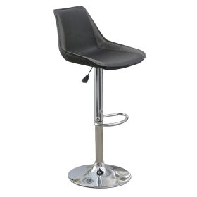 Carl 25-29 Inch Vegan Faux Leather Bar Stool, Adjustable Height, Set of 2, Gray Seat