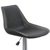 Carl 25-29 Inch Vegan Faux Leather Bar Stool, Adjustable Height, Set of 2, Gray Seat