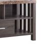 60 Inch Modern TV Entertainment Console, 5 Shelves, Faux Marble Top, Gray