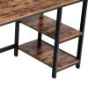 Ann 55 Inch Office Writing Computer Desk, Rustic, 2 Shelves, Steel, Brown