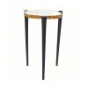 18 Inch Side Table, Agate Stone Top, Aluminum Tri Legs, Modern, White