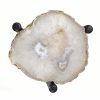 18 Inch Side Table, Agate Stone Top, Aluminum Tri Legs, Modern, White