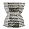 17 Inch Modern Hexagonal Table Stool, Capiz Inlaid Platform, White, Black