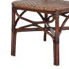 19 Inch Classic Wood Armless Chair, Rattan, Curved Back, Dual Toned, Brown
