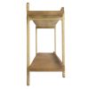 36 Inch Modern Wood Two Tier Shelf, Rattan Braiding, Brown, Gold