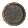 25 Inch Classic Round Side Table, Wood Top, Metal Frame, Vintage, Brown