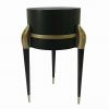 22 Inch Planter on Stand, Lily Design, Modern, Iron Legs, Brass, Black