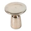 Liv 18 Inch Side Table, Laurel Accent Trimmed Edge, Round Glass Top, Gold