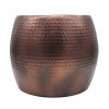 20 Inch Classic Iron Low Accent Table, Round Top, Drum Shape, Brown