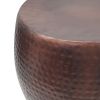 20 Inch Classic Iron Low Accent Table, Round Top, Drum Shape, Brown