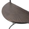 22 Inch Modern Metal Round Accent Table, 2 Half Circle Shelves, Wood, Brown