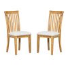 21 Inch Fabric Dining Side Chair, Slatted Back, Set of 2, Gray, Brown