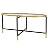 43 Inch Elongated Mirror Top Coffee Table, Iron Frame, Gold Finish, Black