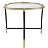 43 Inch Elongated Mirror Top Coffee Table, Iron Frame, Gold Finish, Black