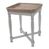 25 Inch Square End Side Table, Fir Wood, Natural Brown, Antique White