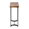 36 Inch Industrial Console Sofa Table, Plank Wood Top, Matte Black Frame