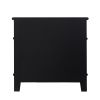 Dana 27 Inch Bedside Table, 2 Rattan Drawers, Pine Wood, Black, Brown