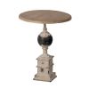 23 Inch Side Table, Round Wood Tabletop, Classic Pedestal, Vintage, Ivory