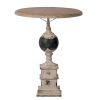 23 Inch Side Table, Round Wood Tabletop, Classic Pedestal, Vintage, Ivory