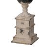 23 Inch Side Table, Round Wood Tabletop, Classic Pedestal, Vintage, Ivory