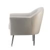 30 Inch Modern Accent Armchair, Fabric Upholstery, Chrome Metal Legs, Ivory