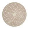 20 Inch Round Side End Table, Filigree Bone Inlay, Wood, Pale Pink, White