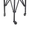 27 Inch Side Table, Round Metal Body, Glass Tabletop, 3 Wheels, Silver