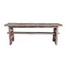 Ally 47 Inch Accent Dining Bench, Farmhouse Wood Sawhorse Base, Brown