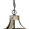 8 Inch Rustic Chandelier Pendant Light, Iron, Vintage Aged Galvanized Gray